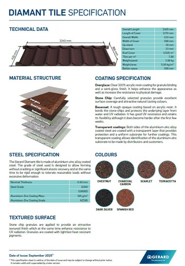 Spezifikationen für die Dachplatten Diamant (PDF)